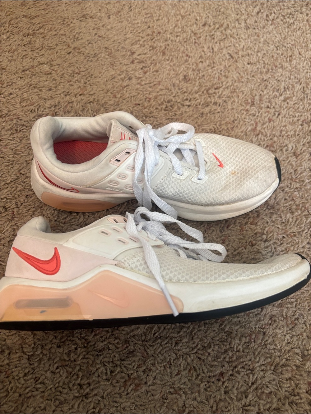 Nike Women’s White Athletic Sneakers with Coral Accents